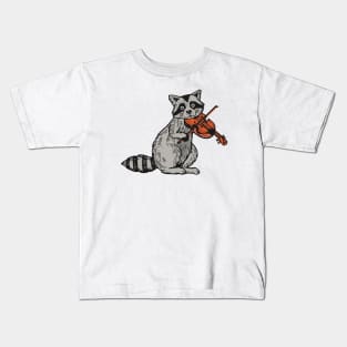 Raccoon playing Violin Kids T-Shirt